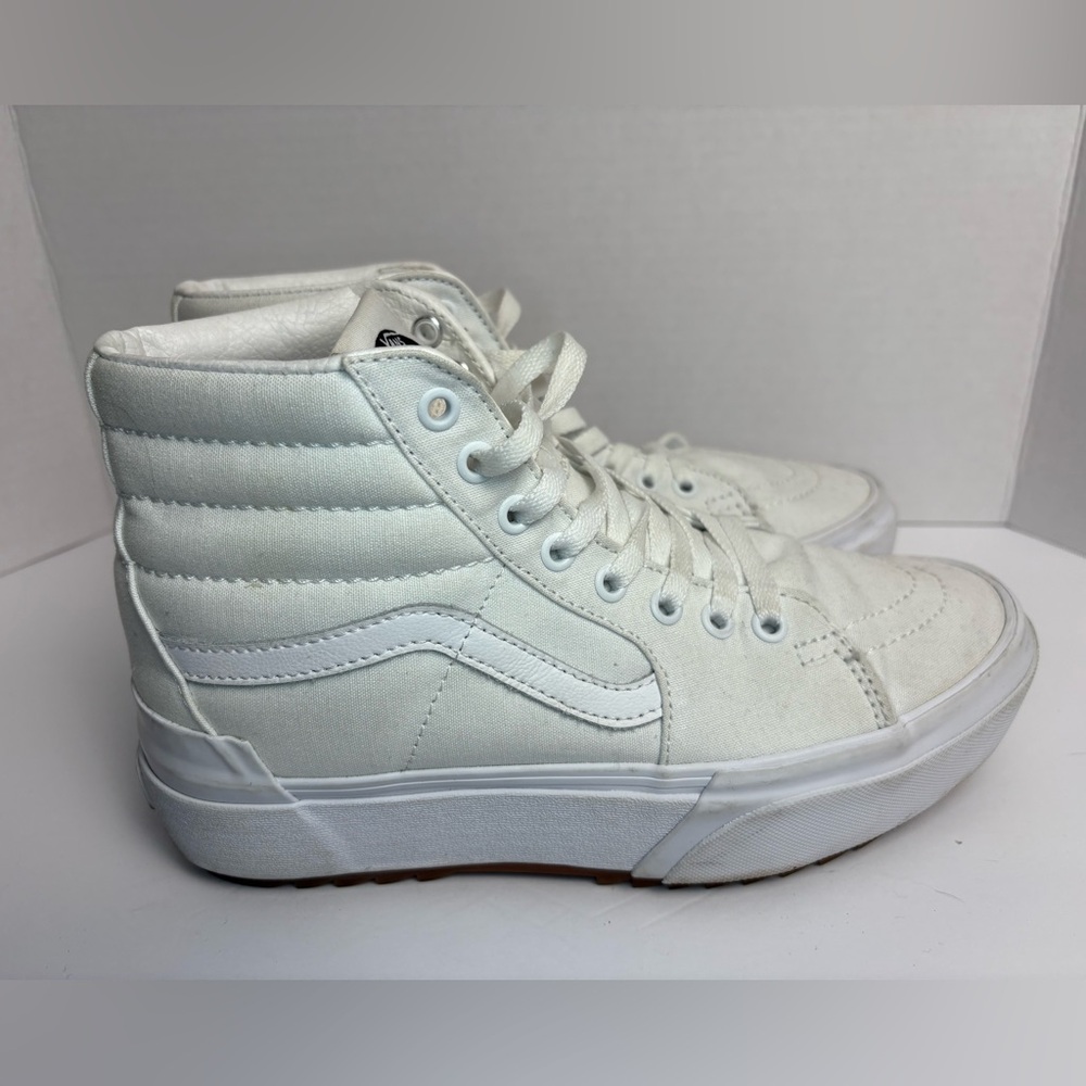 Vans Sk8-Hi Platform White Canvas High Top Sneakers Women’s 9 Men’s 7.5 - Picture 4 of 10
